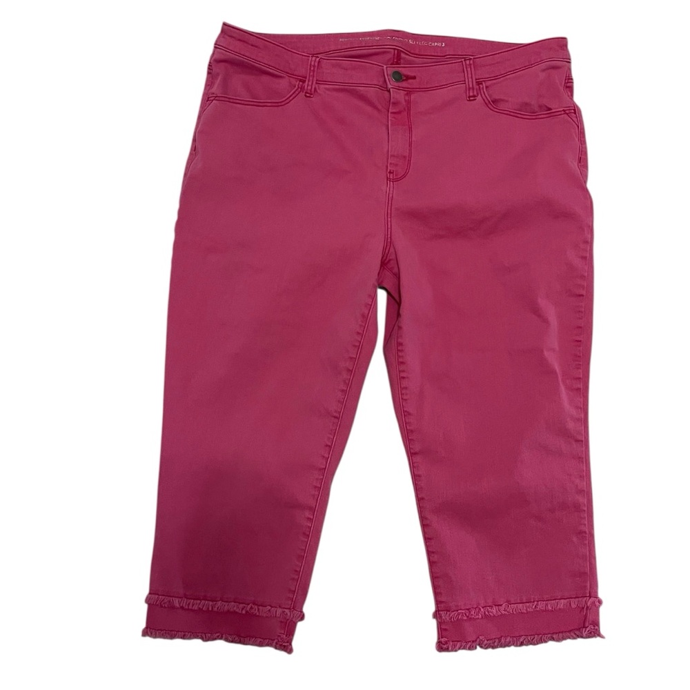 Chicos Size 3 Pink Perfect Stretch Girlfriend slim Leg Capri Jeans boxEL